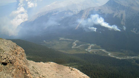 Image of wildfire in remote BC forest