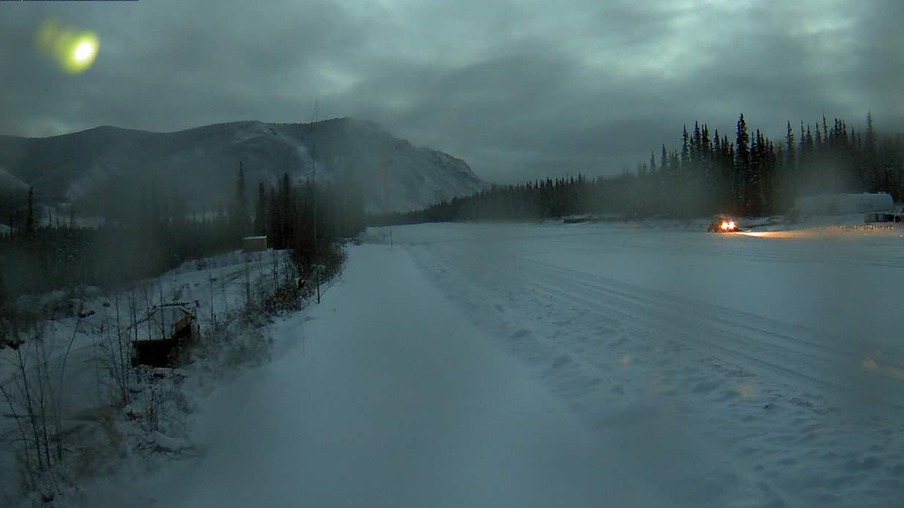 Camera image showing poor weather conditions of remote mining site