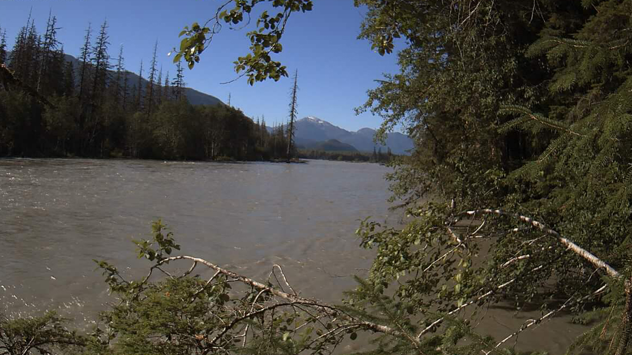 Monitoring water levels of a flooded river