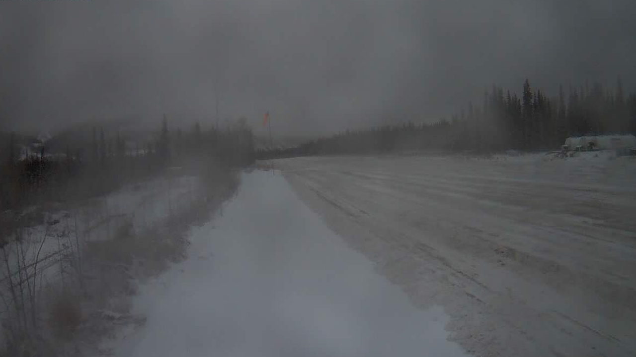 Coffee Mine air strip in low visibility weather